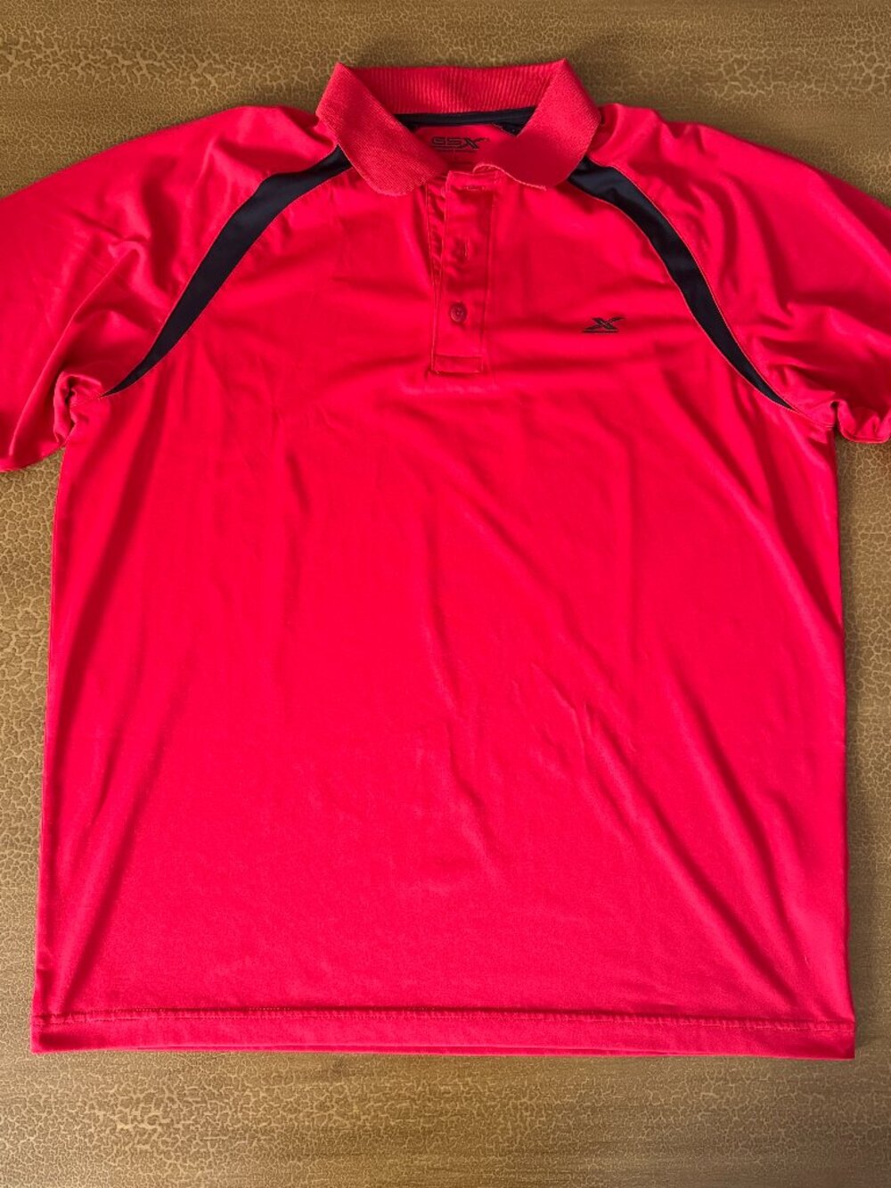 GSX Red Black Button Short Sleeve Polo - Size Large